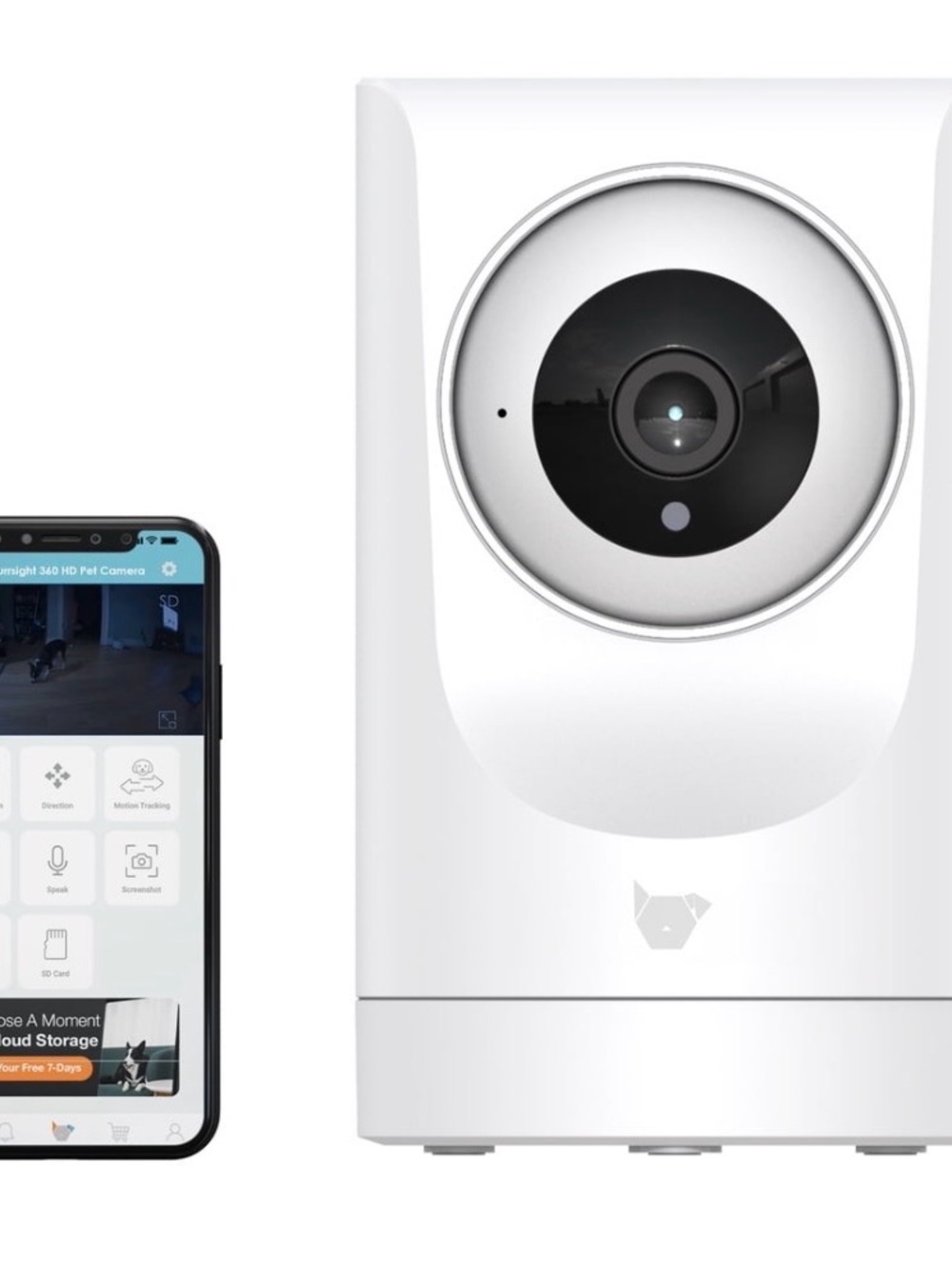 Instachew Purrsight 360° Smart Pet Camera, 1080P HD, Wireless, 2-Way Audio